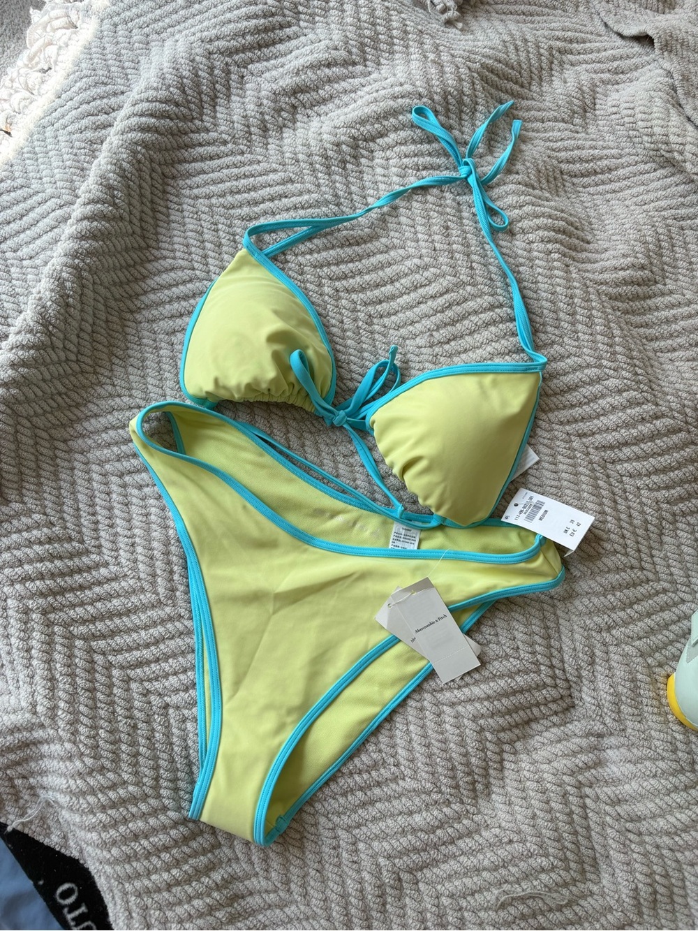 Abercrombie & Fitch Lime Green Bikini with Turquoise Trim